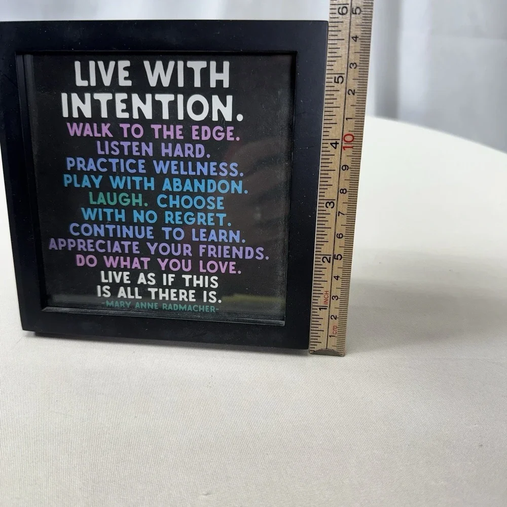 Live With Intention 6x6 Motivational Framed‎ Hanging Or Standing Pic